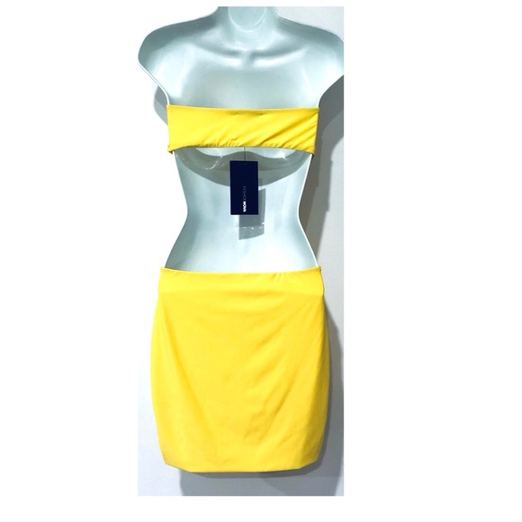THINK OF ME TUBE MINI DRESS YELLOW.SIZE SMALL - Picture 3 of 7